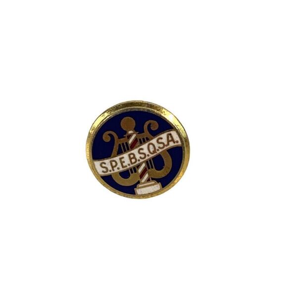 Vintage Leavens S.P.E.B.S.Q.S.A. Barbershop Harmony Society Screwback Pin Nut - Picture 1 of 5